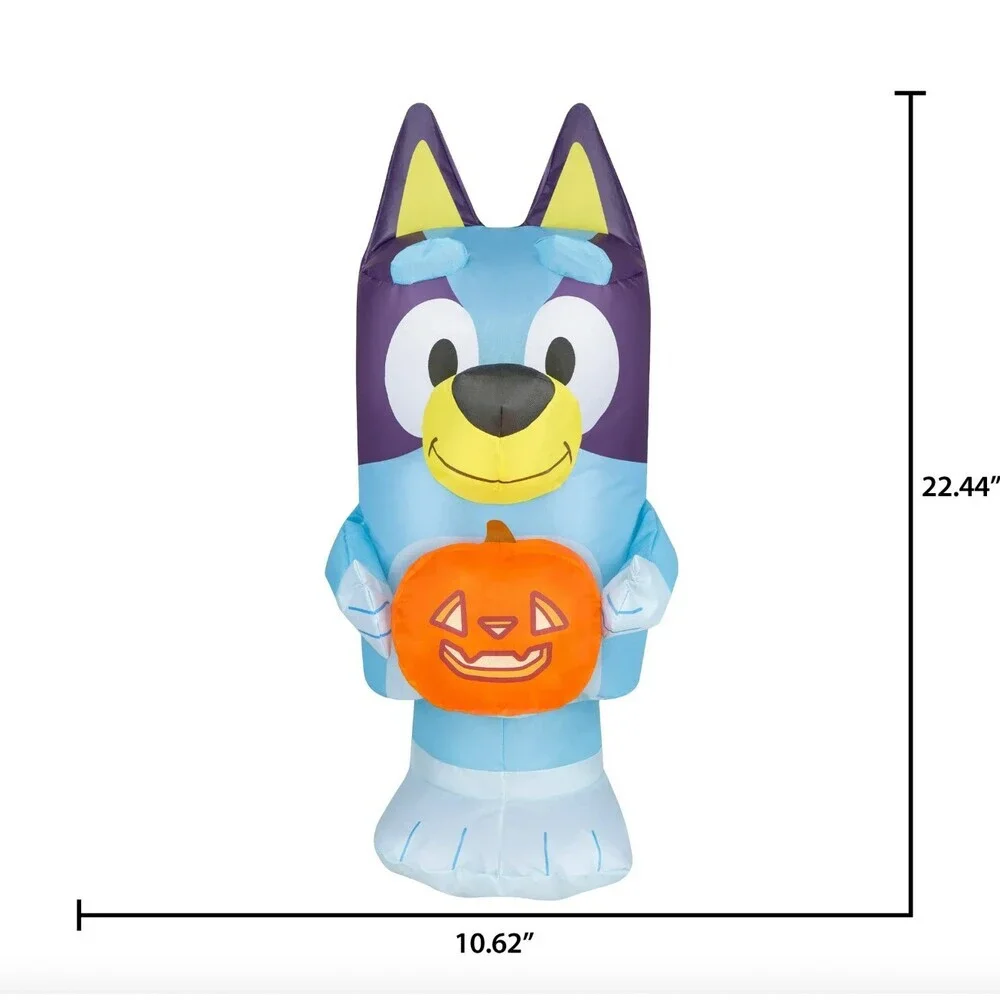 Bluey Holding Pumpkin Jack O Lantern Halloween Inflatable Indoors 22”  Tabletop